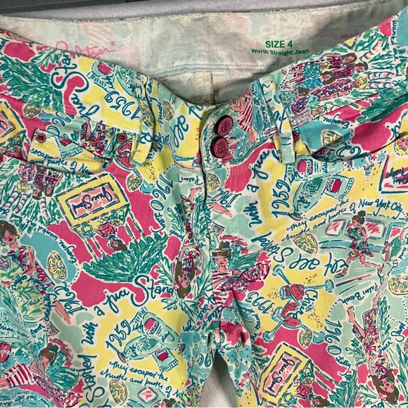 Lilly Pulitzer Worth Skinny Mini Jeans Size 4 Floral Bright Preppy Vacation - Picture 2 of 10